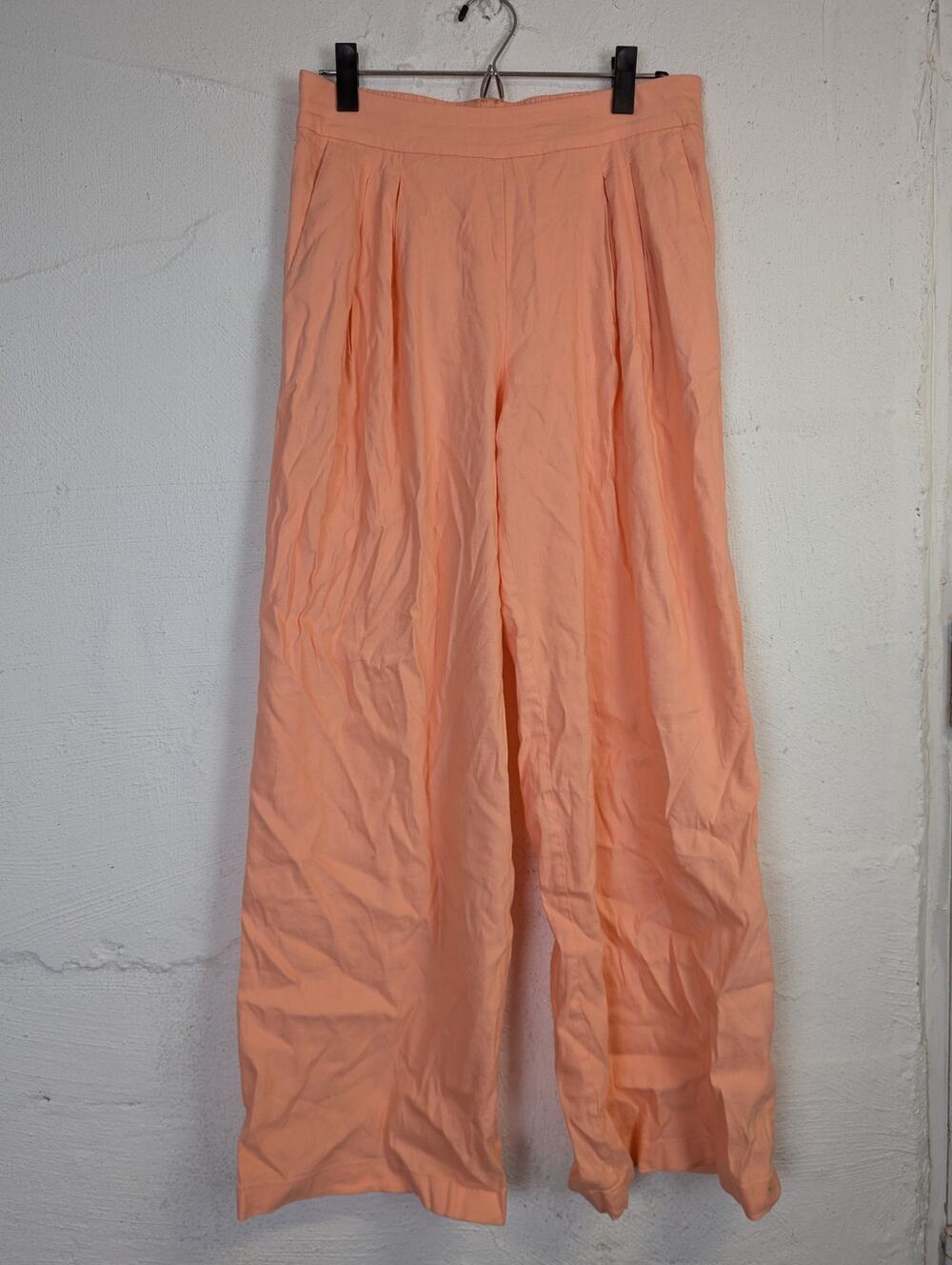 Peach Linen Blend Pants Coastal High Waist Relaxed Breezy Resort INC Womens 6